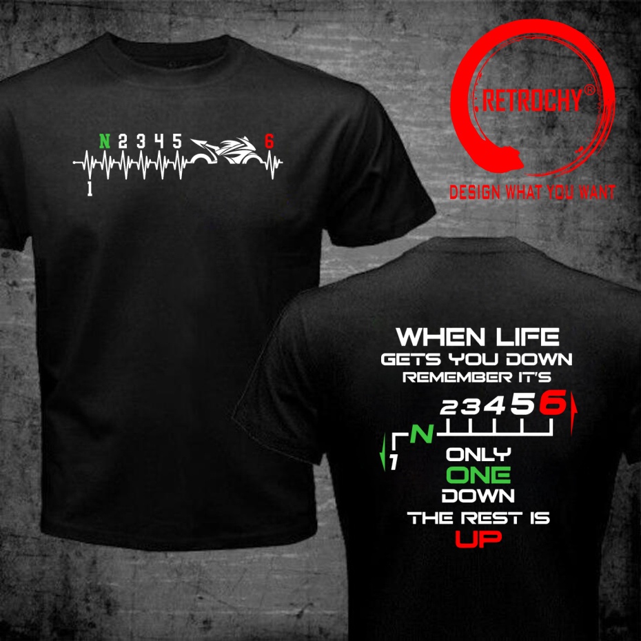 Motorcycle Gear Up Down - Funny Design 1N23456 Heartbeat Motorcycle Gear